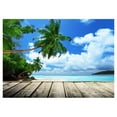 thumbnail image 1 of ABPHOTO Polyester 5x7ft Photography Backdrop Photo Background Seaside Coconut trees wood floor, 1 of 2