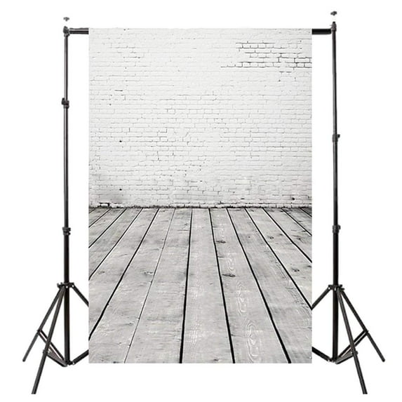 ABPHOTO Polyester 5x7ft Photography Backdrop Photo Background White+gray brick wall wood floor