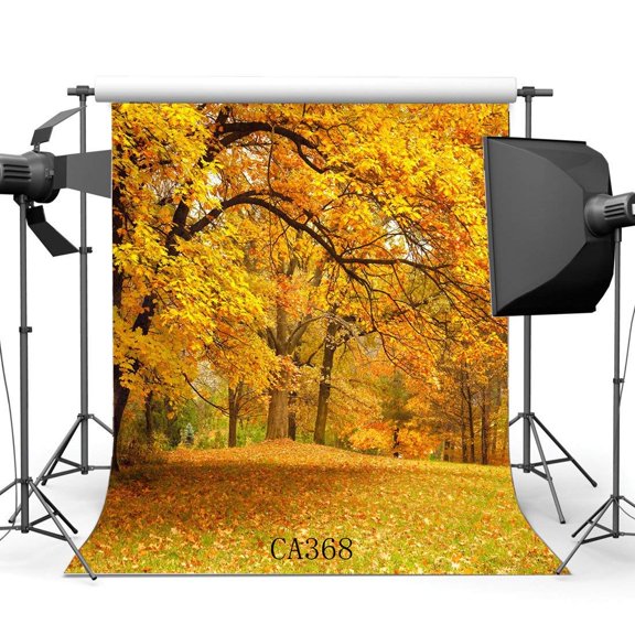 ABPHOTO Polyester 5x7ft Photography Backdrop Rural Forest Autumn Fall Leaves Natural Scene Seamless Background Studio Prop CA368