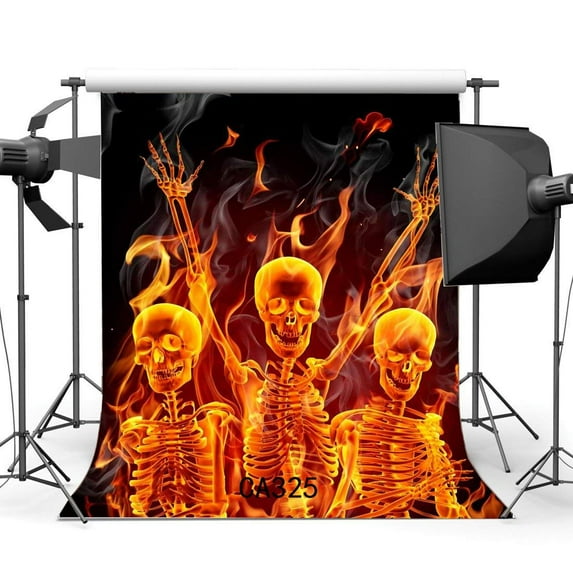 ABPHOTO Polyester 5x7ft Photography Backdrops Halloween Horror Night Mysterious Halloween Skulls Seaamless Newborn Baby Adults Masquerade Portraits Photo Background Photo Studio Props