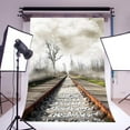 thumbnail image 1 of ABPHOTO Polyester 5x7ft Photography Backdrops Rural Railroad Tracks Winter Scene Seamless Newborn Baby Children Toddlers Kids Adults Portraits Photo Background Photo Studio Props, 1 of 3
