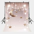thumbnail image 1 of ABPHOTO Polyester 5x7ft Photography Background Millennium Pink Curtain Backdrop Hanging Stars Moon Photography Background Studio Props, 1 of 5