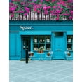 thumbnail image 1 of ABPHOTO Polyester 5x7ft Pink Flowers Blue House Bar Photography Backdrops Photo Props Studio Background, 1 of 2