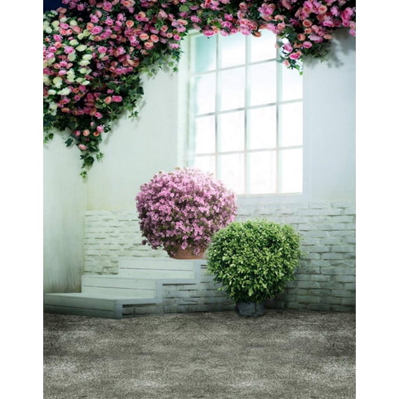 ABPHOTO Polyester 5x7ft Pink Flowers Room Photography Backdrops Photo Props Studio Background