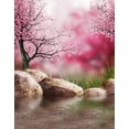 thumbnail image 1 of ABPHOTO Polyester 5x7ft Pink Flowers Tree Lake Grass Photography Backdrops Photo Props Studio Background, 1 of 2