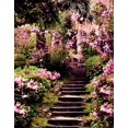 thumbnail image 1 of ABPHOTO Polyester 5x7ft Pink Flowers Tree Stair Photography Backdrops Photo Props Studio Background, 1 of 2
