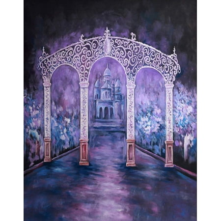 ABPHOTO Polyester 5x7ft Purple Castle Window Photography Backdrops Photo Props Studio Background