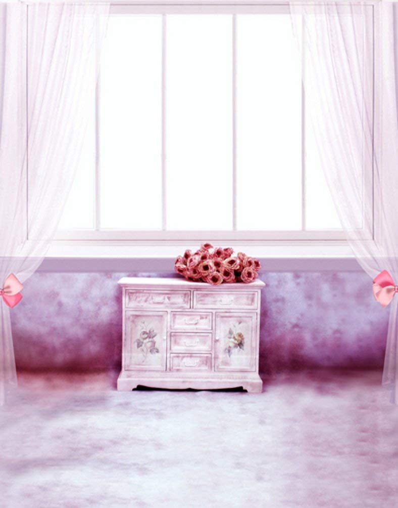 ABPHOTO Polyester 5x7ft Purple Living Room Flowers Photography ...