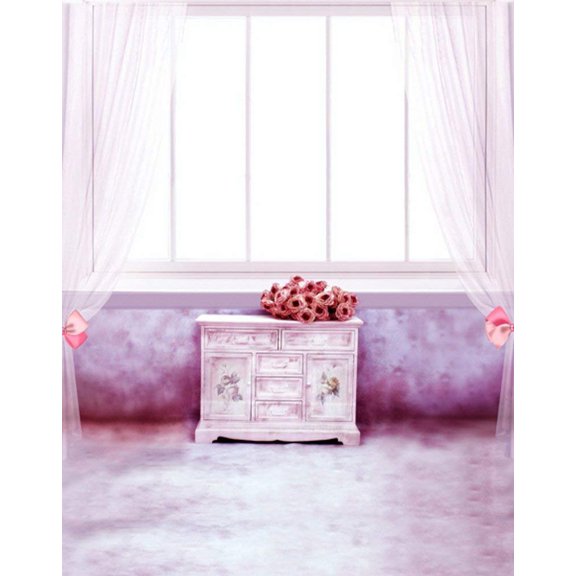 ABPHOTO Polyester 5x7ft Purple Living Room Flowers Photography Backdrops Photo Props Studio Background