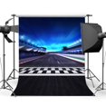 thumbnail image 1 of ABPHOTO Polyester 5x7ft Racing Track Backdrop Bokeh Shining Lights Blue Sky Night View Backdrops Gloomy Highway Runway Challenge Games Photography Background for Men Baby Photo Studio Props, 1 of 3