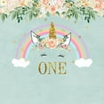thumbnail image 1 of ABPHOTO Polyester 5x7ft Rainbow Unicorn 1st One Year Birthday Photo Backdrop Background, 1 of 2