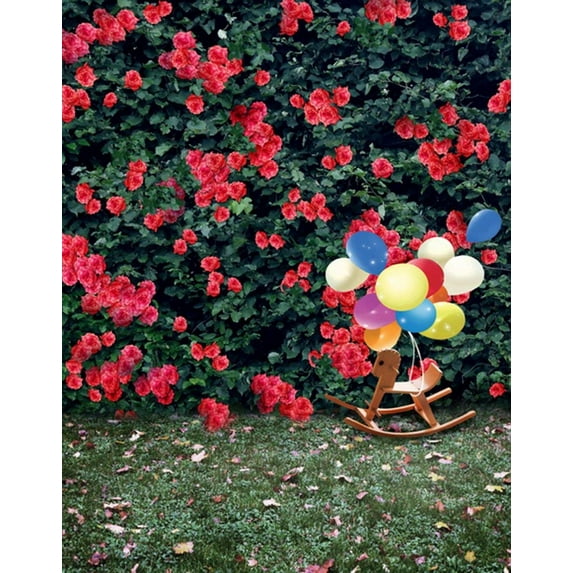 ABPHOTO Polyester 5x7ft Red Flowers Balloon Photography Backdrops Photo Props Studio Background