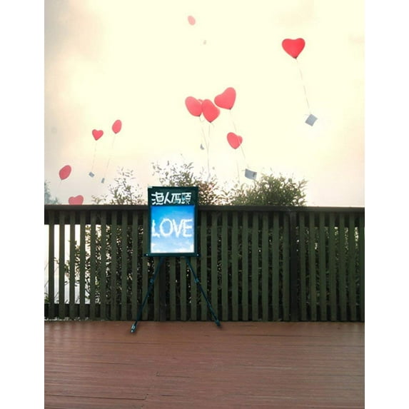 ABPHOTO Polyester 5x7ft Red Heart Letter Love Fence Photography Backdrops Photo Props Studio Background