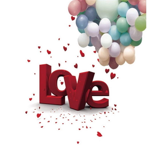 ABPHOTO Polyester 5x7ft Red Love Heart Balloon Photography Backdrops Photo Props Studio Background