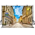 thumbnail image 1 of ABPHOTO Polyester 5x7ft Sunny Weather Backdrop Clear Street Backdrop Traveling Photography Background Studio Props, 1 of 5