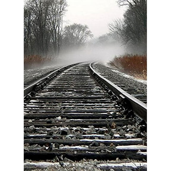 ABPHOTO Polyester 5x7ft Train Tracks Photography Backdrops Black Railroad Photos Studio Background