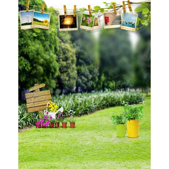 ABPHOTO Polyester 5x7ft Tree Grass Flowers Pictures Photography Backdrops Photo Props Studio Background