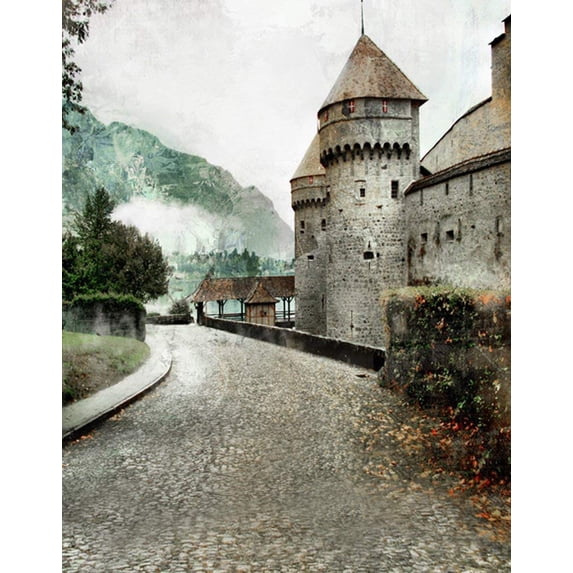 ABPHOTO Polyester 5x7ft Vintage Castle Hill Photography Backdrops Photo Props Studio Background