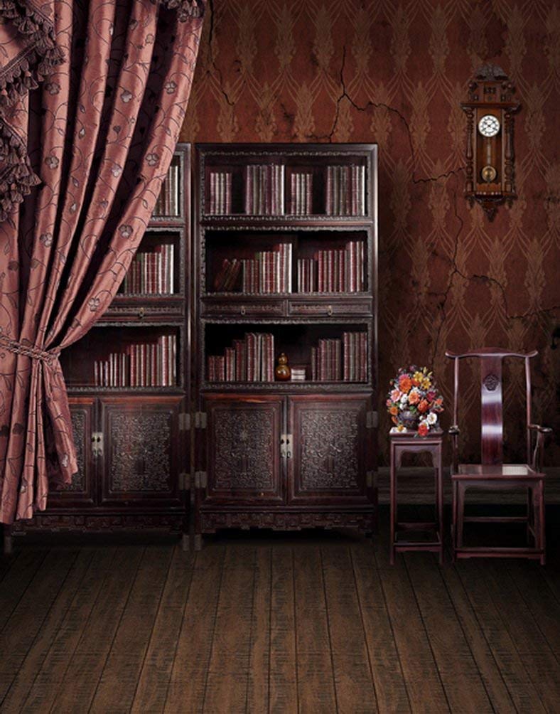 ABPHOTO Polyester 5x7ft Vintage Library Books Photography Backdrops ...