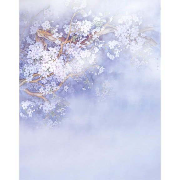 ABPHOTO Polyester 5x7ft White Flowers Purple Photography Backdrops Photo Props Studio Background