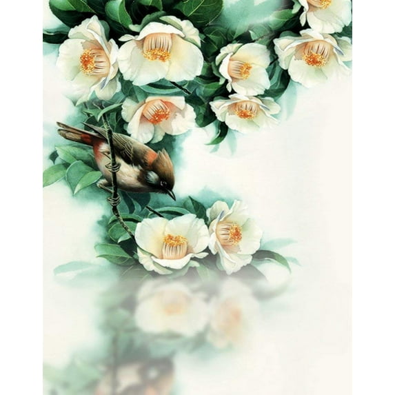 ABPHOTO Polyester 5x7ft White Flowers Tree Photography Backdrops Photo Props Studio Background