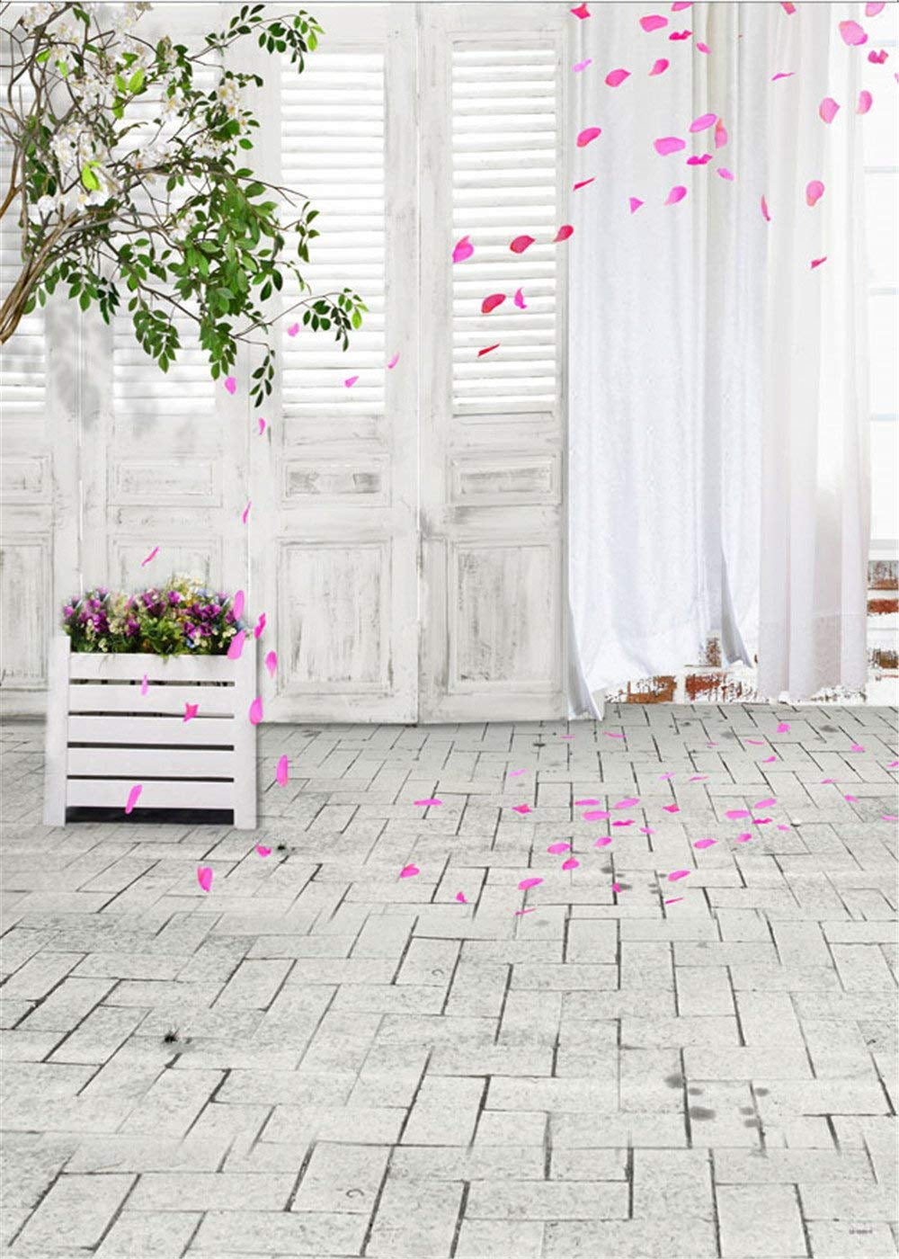 超美品 ABPHOTO Wooden Backdrop Photography White 5x7ft Polyester スタジオ撮影機材