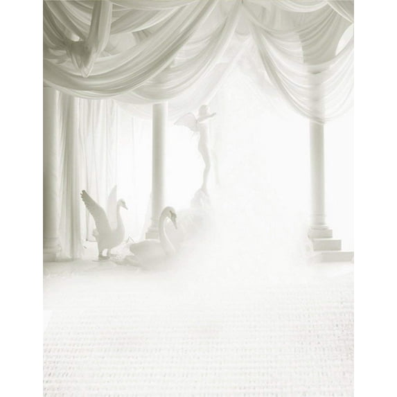 ABPHOTO Polyester 5x7ft White Room Angel Sculpture Photography Backdrops Photo Props Studio Background