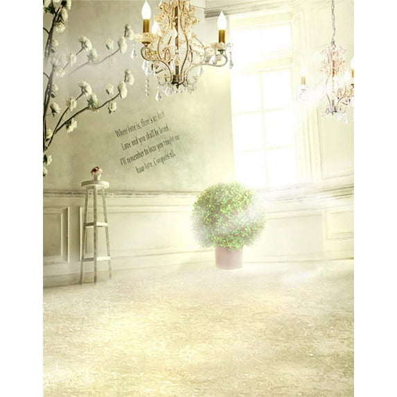 ABPHOTO Polyester 5x7ft White Room Flowers Lights Photography Backdrops Photo Props Studio Background