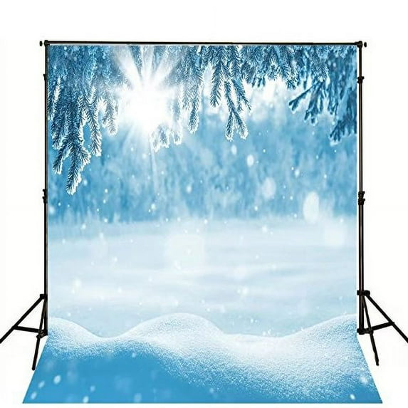 ABPHOTO Polyester 5x7ft White Tree Blue Snowy Landscape Photography Winter Backdrop Photo Background