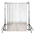 thumbnail image 1 of ABPHOTO Polyester 5x7ft White Wood Floor Photography Backdrop Studio Prop Background, 1 of 3