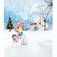 thumbnail image 1 of ABPHOTO Polyester 5x7ft Winter Snowman Snow Christmas Tree Castle Photography Backdrops Photo Props Studio Background, 1 of 2