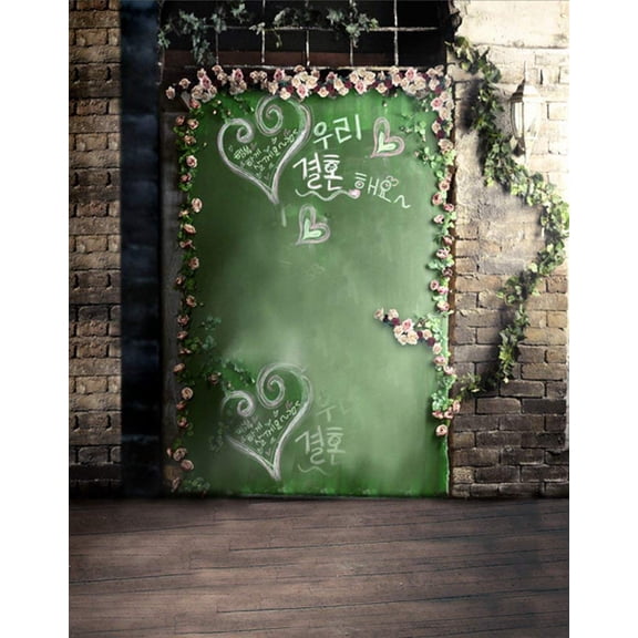 ABPHOTO Polyester 5x7ft Wooden Floor Brick Wall Photography Backdrops Photo Props Studio Background