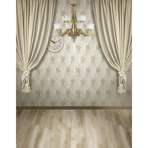ABPHOTO Polyester 5x7ft Wooden Floor Room Curtain Photography Backdrops Photo Props Studio Background