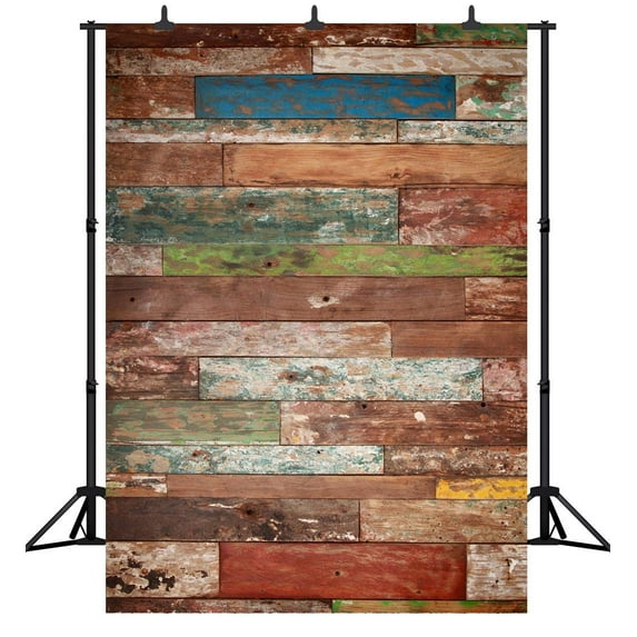 ABPHOTO Polyester 5x7ft Wooden theme Photography Backdrop Photo Background Studio Prop