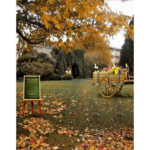 ABPHOTO Polyester 5x7ft Yellow Leaves Tree Fall Autumn Photography Backdrops Photo Props Studio Background