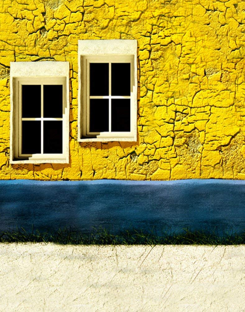 Ellow Window Backdrop ABPHOTO Polyester 5x7ft Yellow Wall Window Photography Backdrops Photo ...