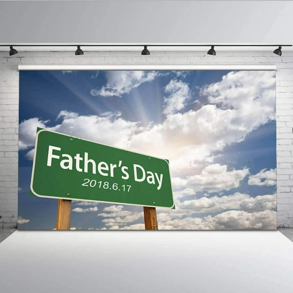 ABPHOTO Polyester 7x5 Backdrop Father's Day Theme Blue Sky White Cloud Photo Booth Props Photography Backdrops
