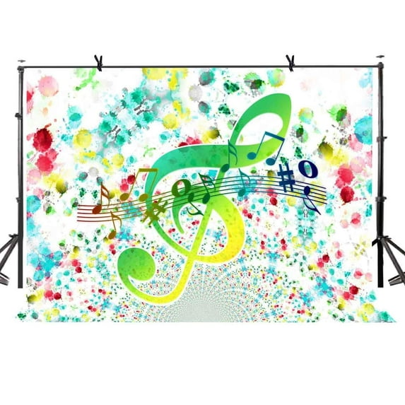 ABPHOTO Polyester 7x5ft Abstract Painting Backdrop Music Symbol Abstract Painting Unique Photographic Background and Studio Photography Backdrop Props