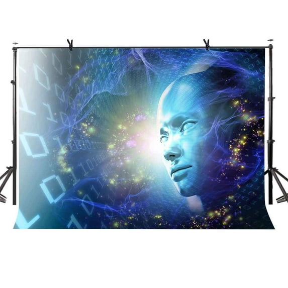 ABPHOTO Polyester 7x5ft Artificial Intelligence Backdrop Imaginary Artificial Intelligence Photography Background and Studio Photography Backdrop Props