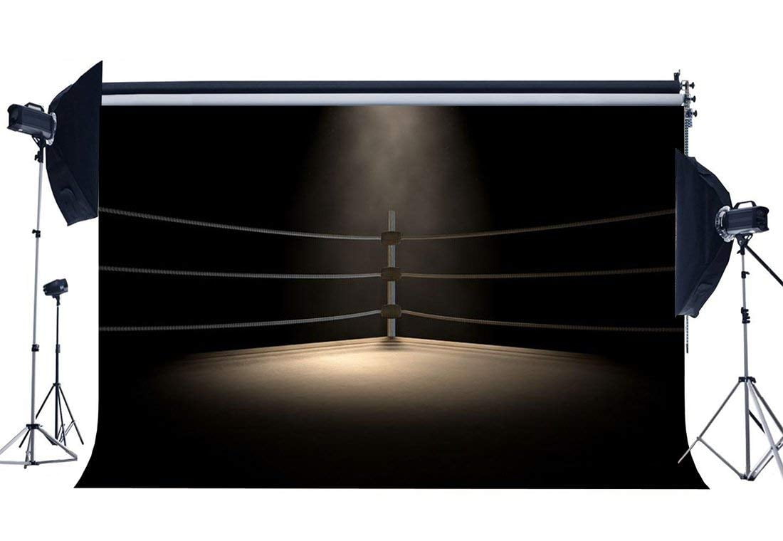 ABPHOTO Polyester 7x5ft Boxing Ring Backdrop Indoor Gymnasium Backdrops Stage Lights Pugilism