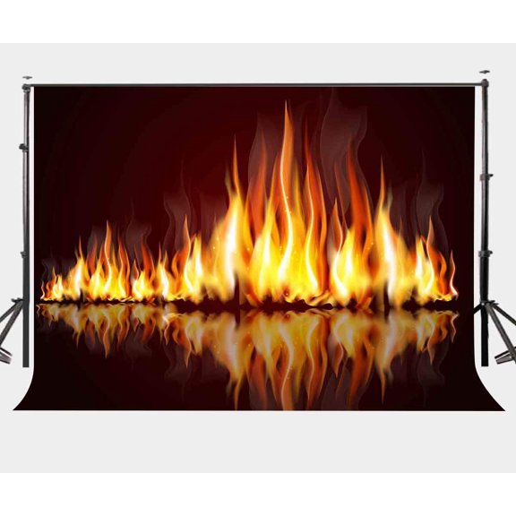 ABPHOTO Polyester 7x5ft Burning Fires Backdrop Black Fireplaces Photography Background
