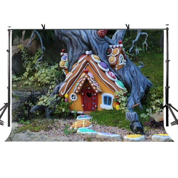 ABPHOTO Polyester 7x5ft Cartoon Scene Backdrop Cartoon Magical Cottage Scene Photography Background and Studio Photography Backdrop Props