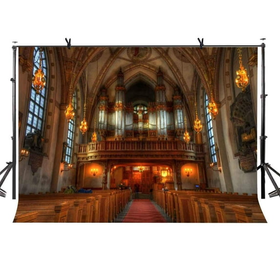 ABPHOTO Polyester 7x5ft Church Backdrop Church Interior Photography Background and Photography Studio Backdrop Props