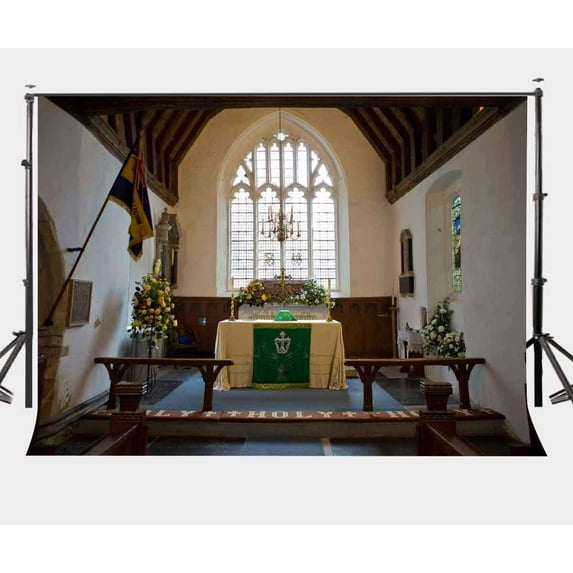 ABPHOTO Polyester 7x5ft Church Photography Backdrop White Wall Background Prayer Place Photography Background Studio Props