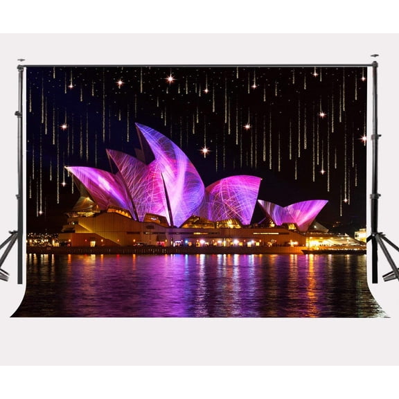 ABPHOTO Polyester 7x5ft City Night View Backdrop Sydney Opera House Photography Background