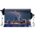 thumbnail image 1 of ABPHOTO Polyester 7x5ft Cityscape Backdrop New York City Night View Backdrops Lightning Shining Lights Skyscraper Photography Background for Interior Decoration Wallpaper Lover Photo Studio Props, 1 of 3