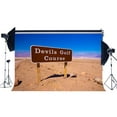 thumbnail image 1 of ABPHOTO Polyester 7x5ft Devils Golf Course Backdrop Nature Landscape Backdrops Mountain Blue Sky Road Sign Weathered Dirt Road Photography Background for Personal Sports Match Photo Studio Props, 1 of 3