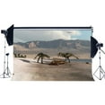 thumbnail image 1 of ABPHOTO Polyester 7x5ft Dinosaur Backdrop Jurassic Period River Mountain Cartoon Backdrops Fairytale Dinosaur Fossils Photography Background for Boys Kids Happy Birthday Party Photo Studio Props, 1 of 3