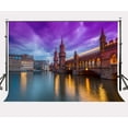 thumbnail image 1 of ABPHOTO Polyester 7x5ft Early Morning City View Backdrop Modern Bridge Background Ultra Violet Color Sky Background, 1 of 5