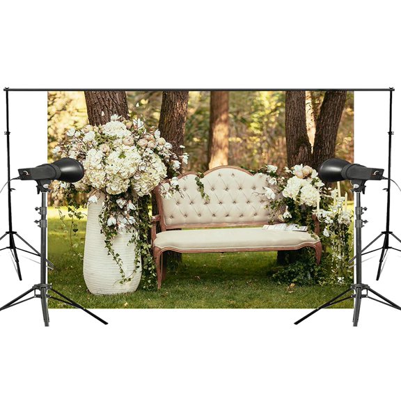 ABPHOTO Polyester 7x5ft Exquisite Sofa Flower Decoration Photography Background Forest Backdrop Wedding Photo Studio Backdrop Indoor Photography Background